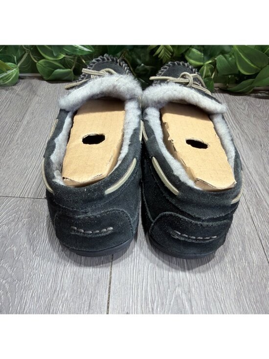 LL Bean Slippers Men Size 12 M Shoes Black Sheepskin Shearling Moccasins main image 5